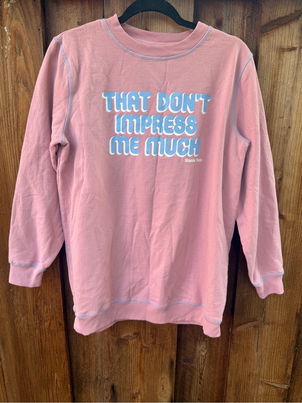 Pink Long-Sleeve Graphic Crewneck Sweater - That Don't Impress Me Much